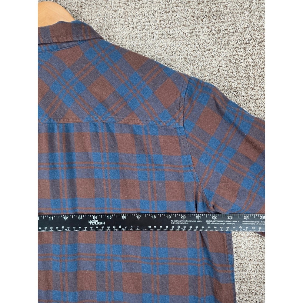 Stio Miter Lightweight Flannel Mens Large Brown Blue Plaid Long Sleeve Shirt - Picture 5 of 6